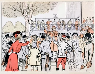 Der Buchmacher auf der Rennbahn, ca. 1905